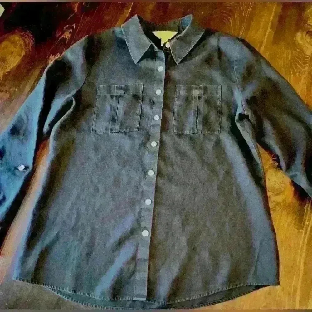 INVESTMENTS, gold label size 14, button-down, long sleeve, 100% hemp shirt